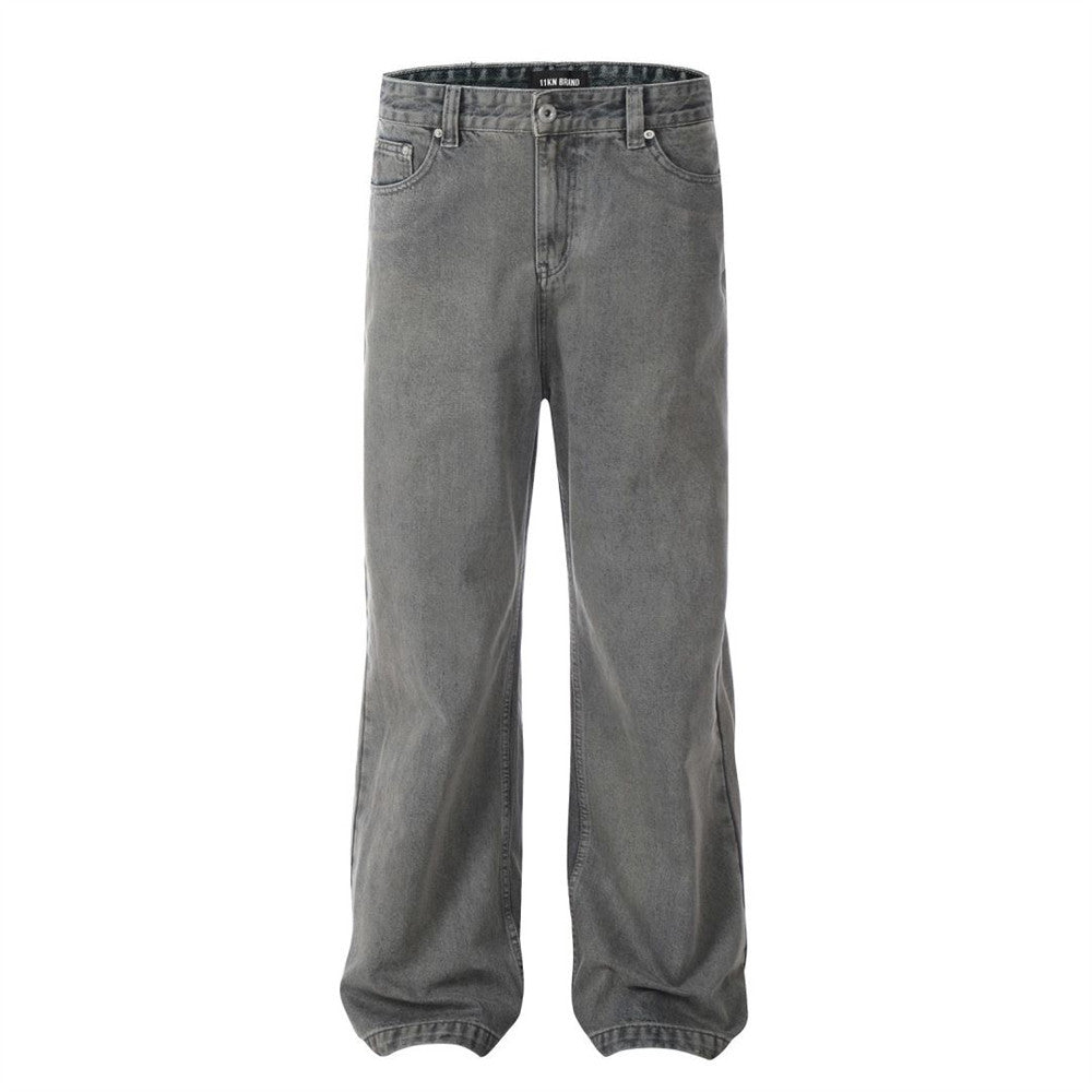 Punk Old Wash Loose Denim Trousers