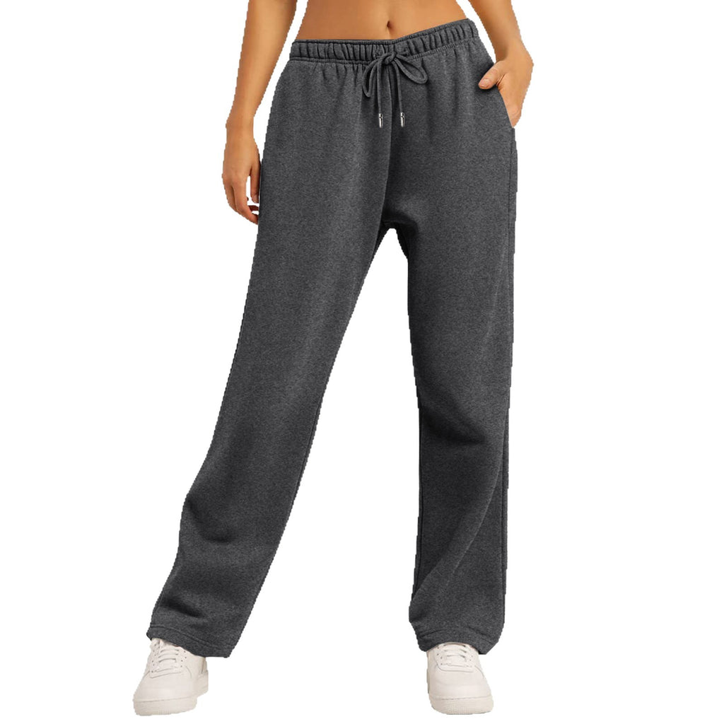 Same Style Solid Color Casual Loose Fleece-lined Trousers