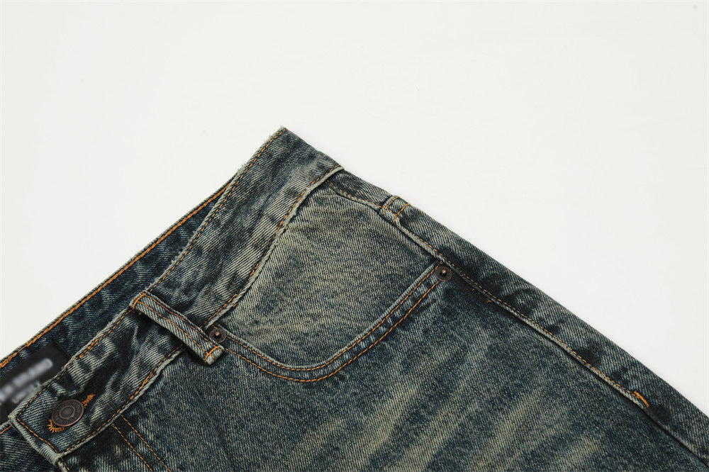 American Retro Tattered Jeans Denim Trousers Men