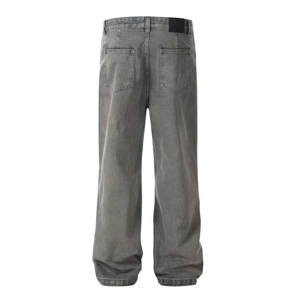 Punk Old Wash Loose Denim Trousers