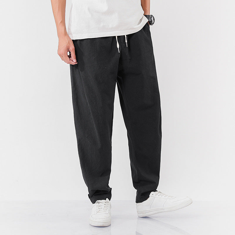 Chinese Style Cotton And Linen Men's Pants Trendy Loose Wide-leg Harem Pants