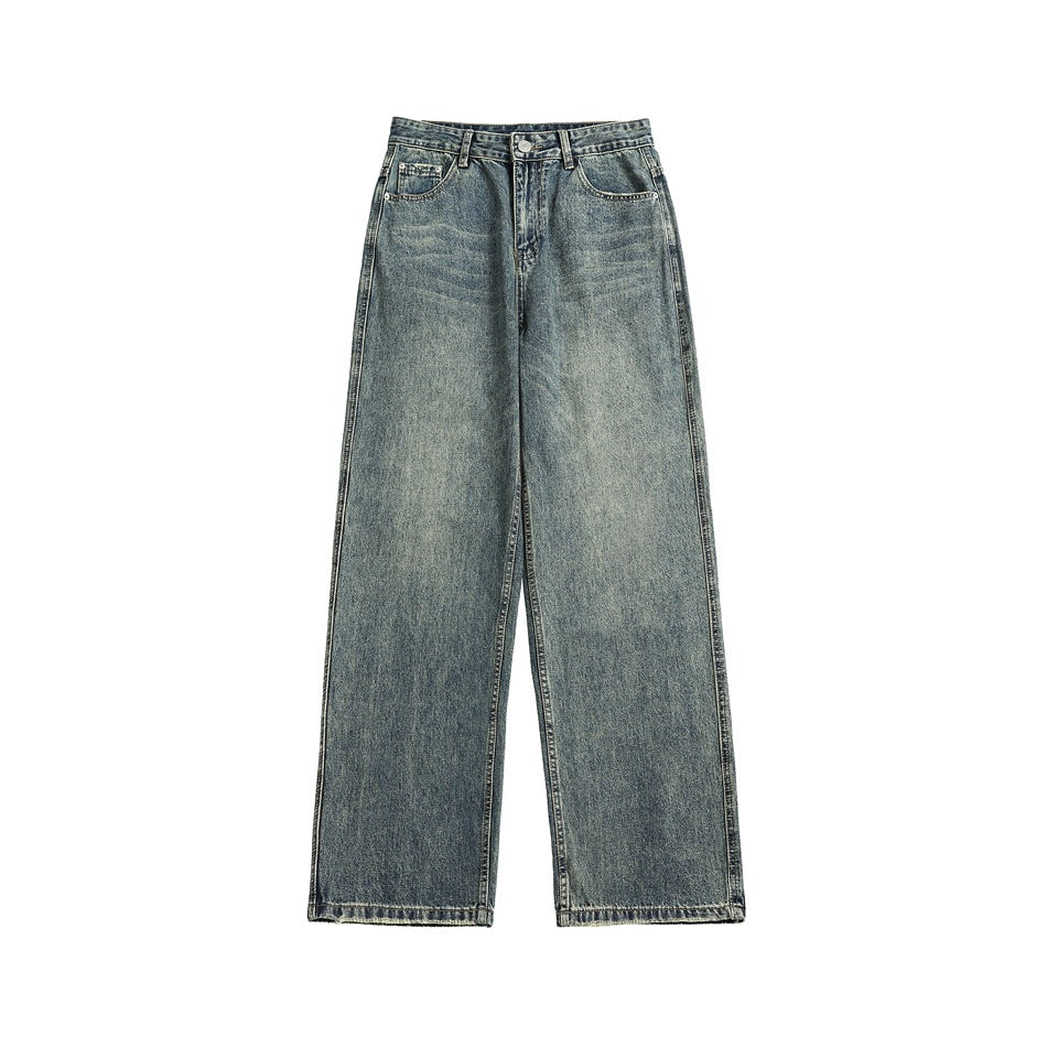 Retro Tattered Jeans Loose Wide Leg Denim Trousers