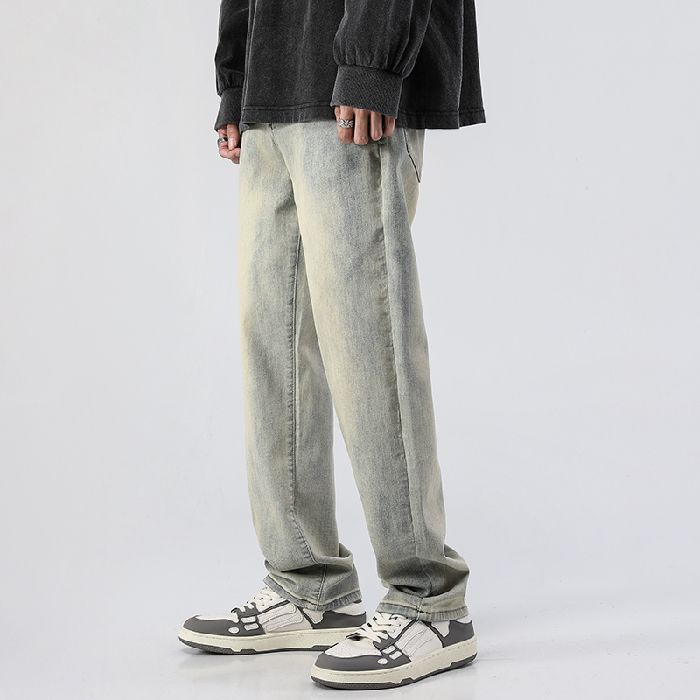 Men's Trendy Washed And Distressed Slim Straight Pants
