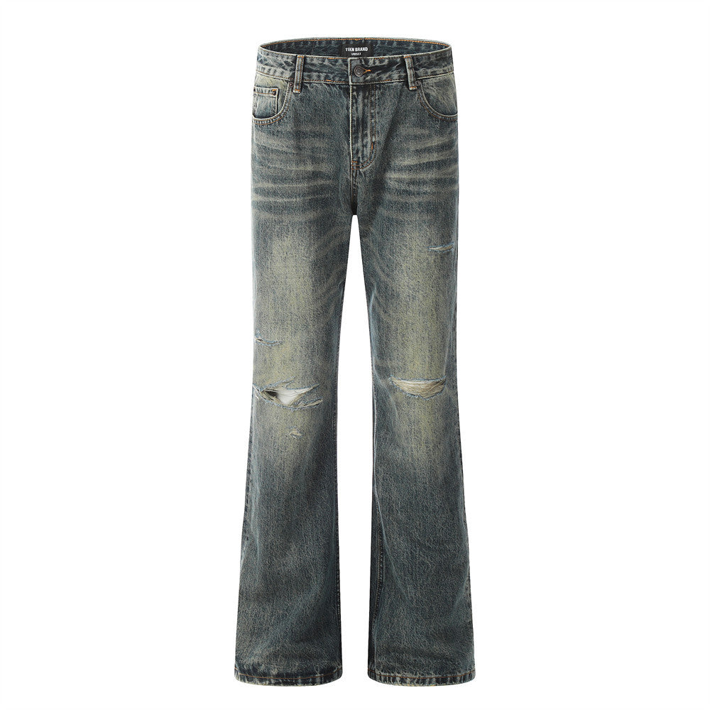 American Retro Tattered Jeans Denim Trousers Men