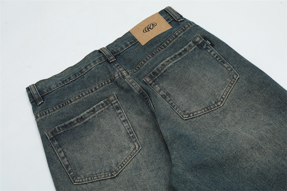 Men's Casual Loose Distressed White Jeans