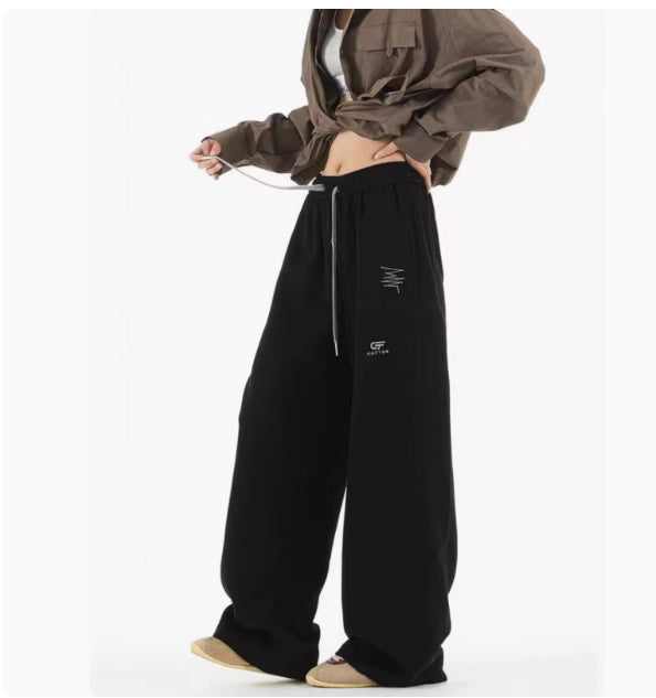 American Retro Fashion Brand Embroidery Casual Sweatpants Men And Women