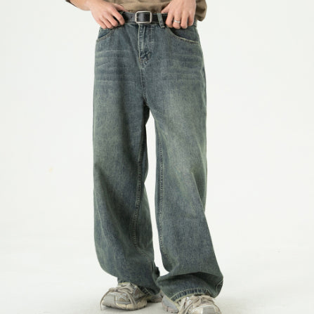 Retro Tattered Jeans Loose Wide Leg Denim Trousers