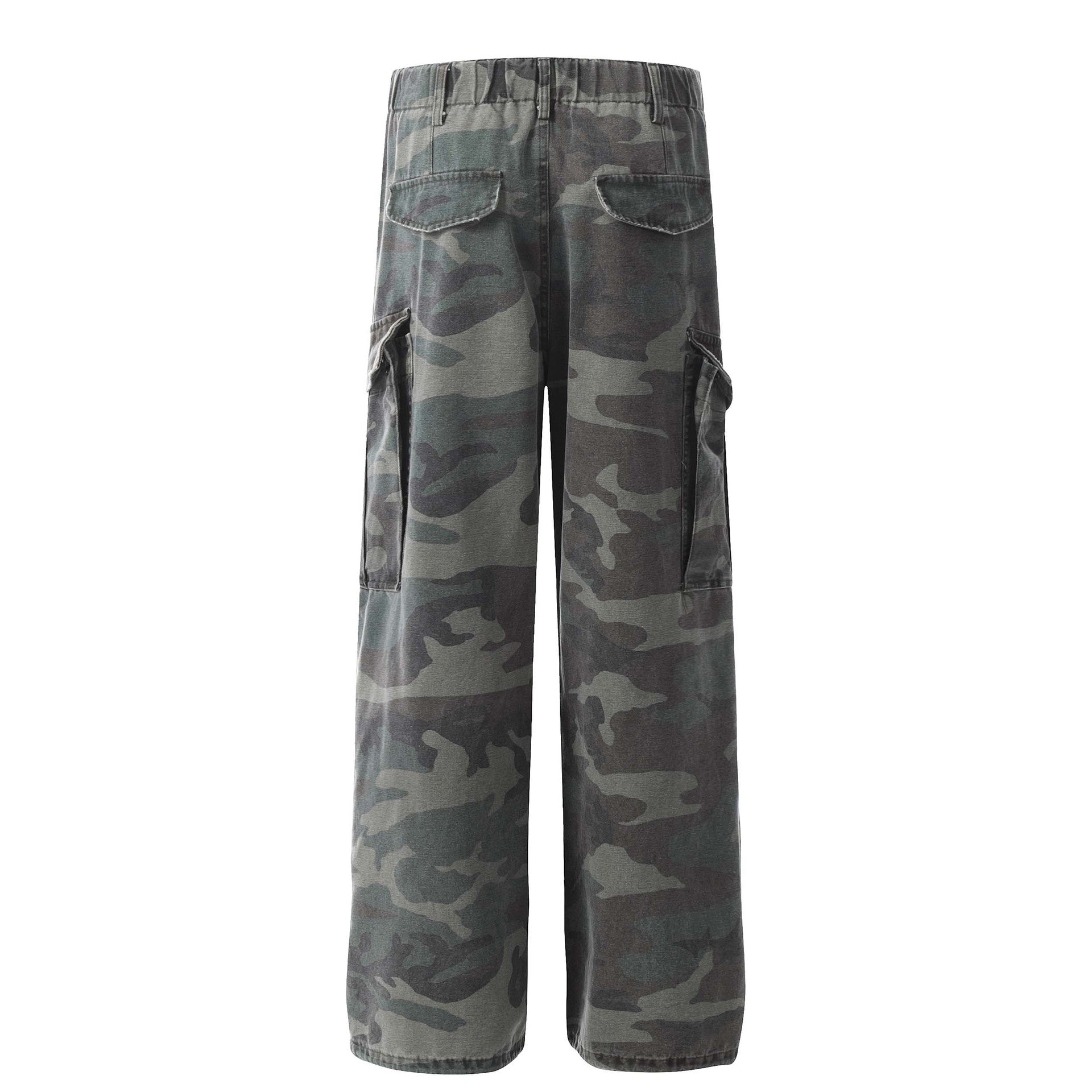 American Retro Mechanical Pleated Multi-pocket Camouflage Denim Men's And Women's Work Clothes