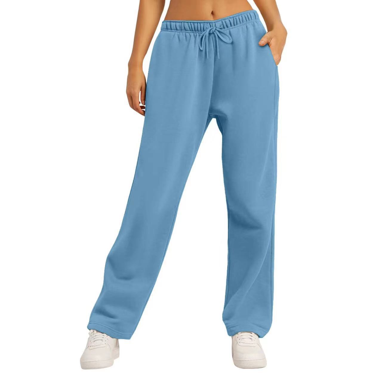 Same Style Solid Color Casual Loose Fleece-lined Trousers