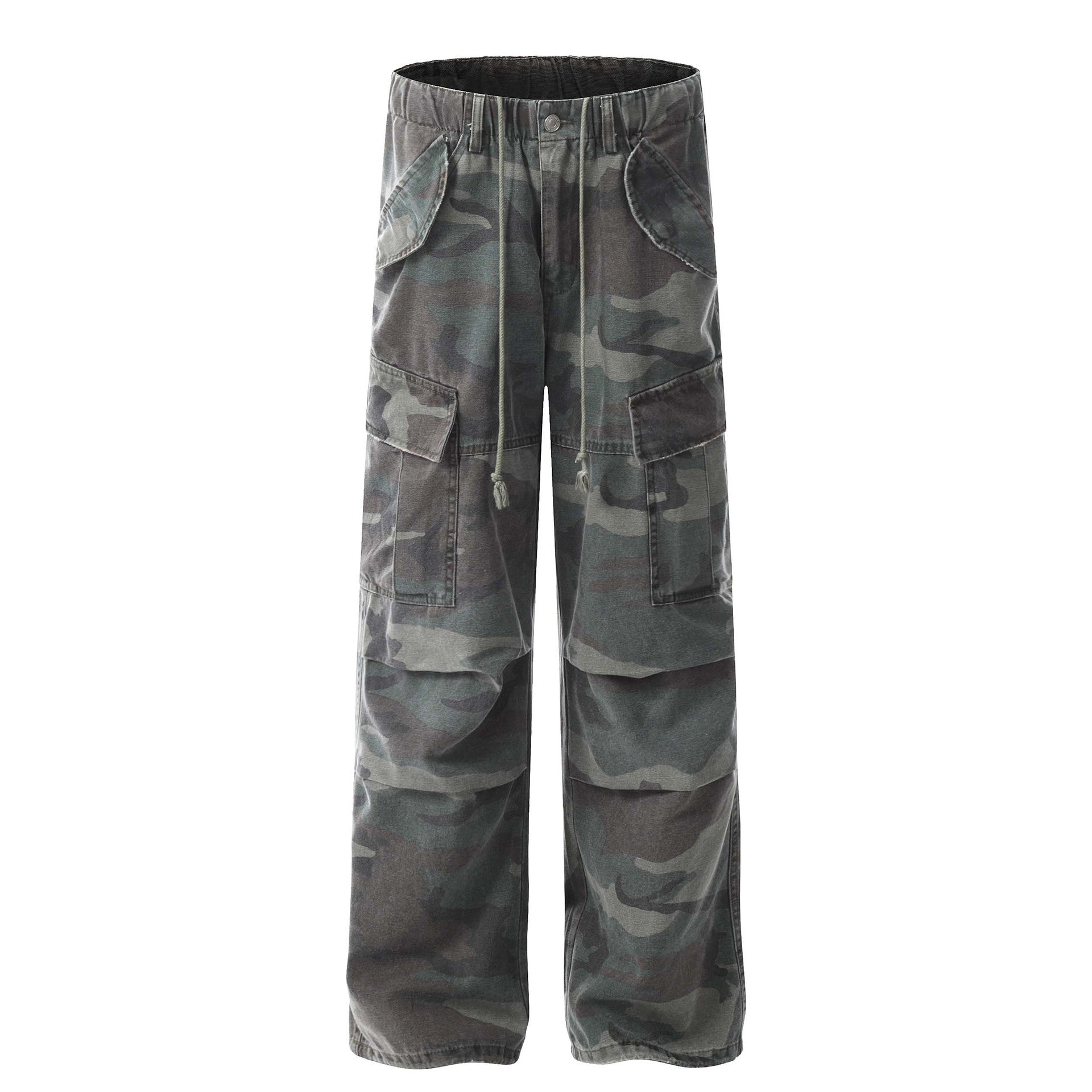 American Retro Mechanical Pleated Multi-pocket Camouflage Denim Men's And Women's Work Clothes