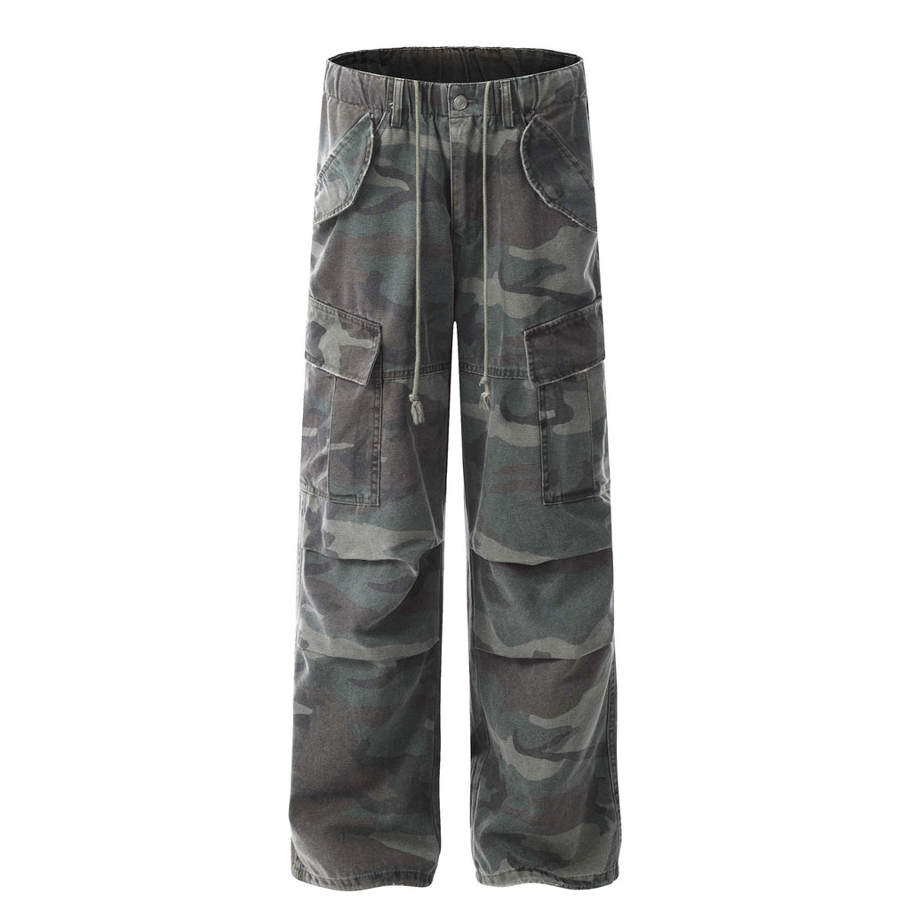 American Retro Mechanical Pleated Multi-pocket Camouflage Denim Men's And Women's Work Clothes