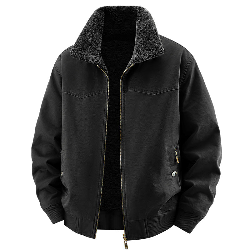 Men's Loose Casual Fleece-lined Thick Style Double-sided Warm Jacket