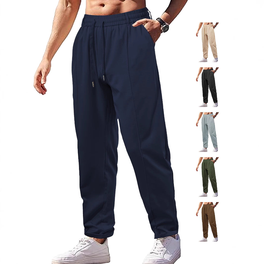 Loose, Breathable High-waist Drawstring Cotton-like Twill Woven Men's Casual Pants