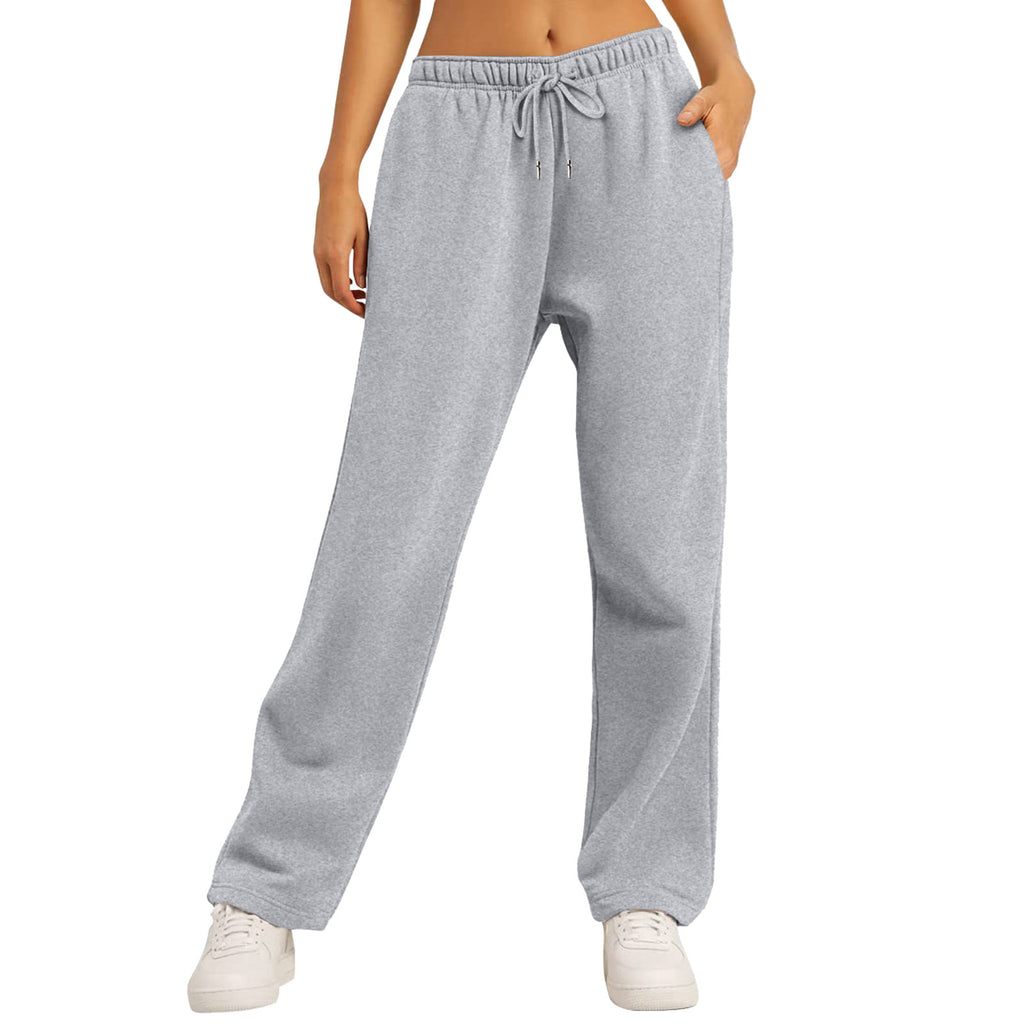 Same Style Solid Color Casual Loose Fleece-lined Trousers