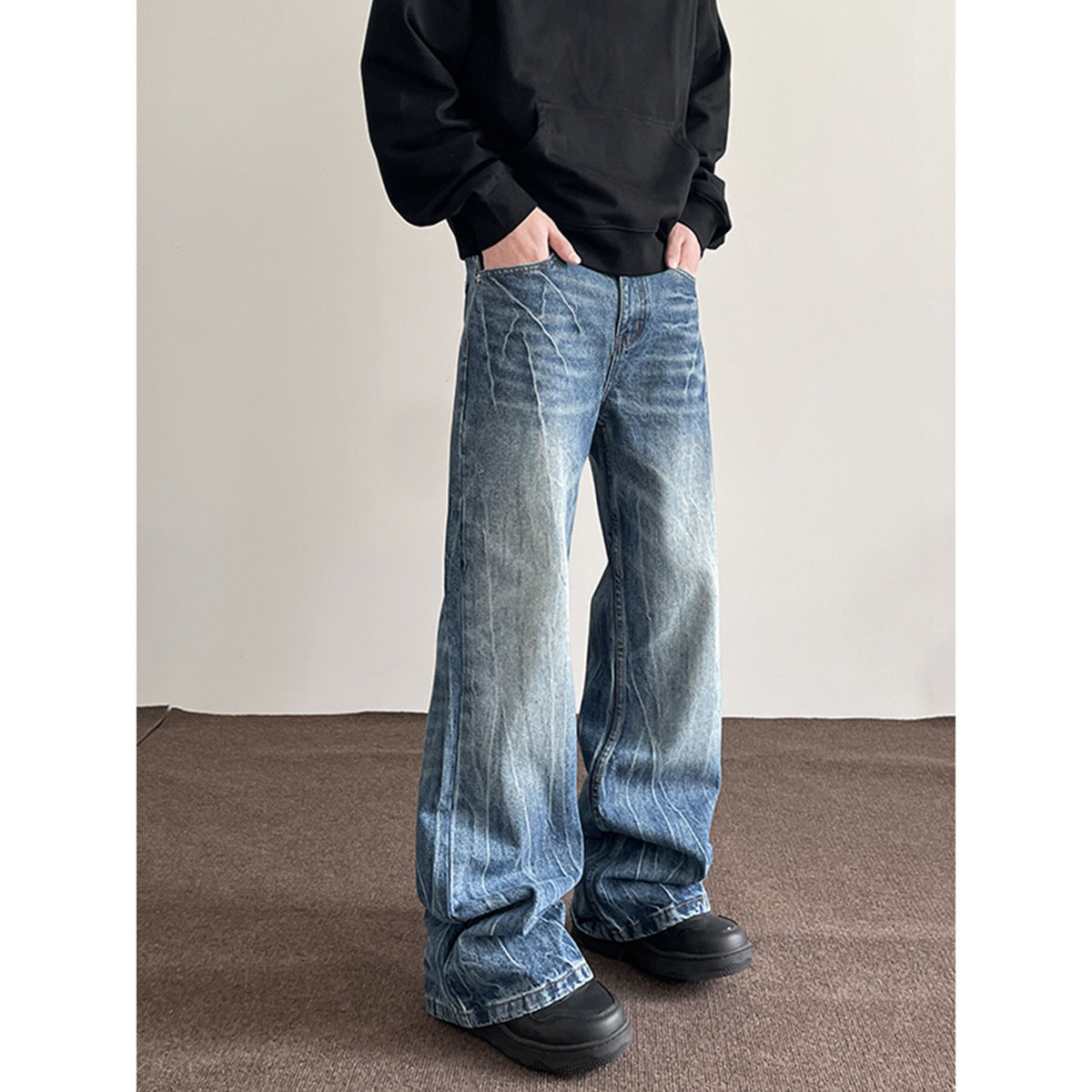 American Retro Lightning Blue Straight Jeans