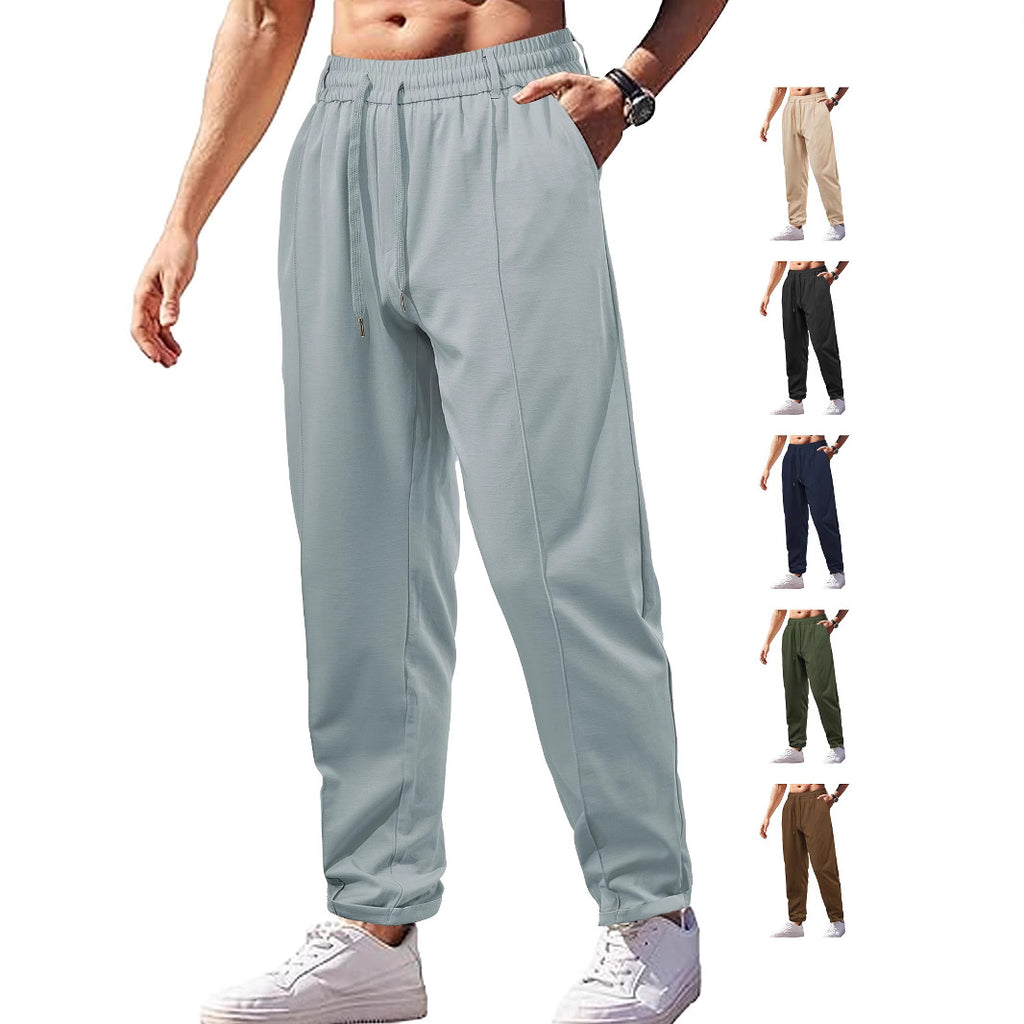 Loose, Breathable High-waist Drawstring Cotton-like Twill Woven Men's Casual Pants