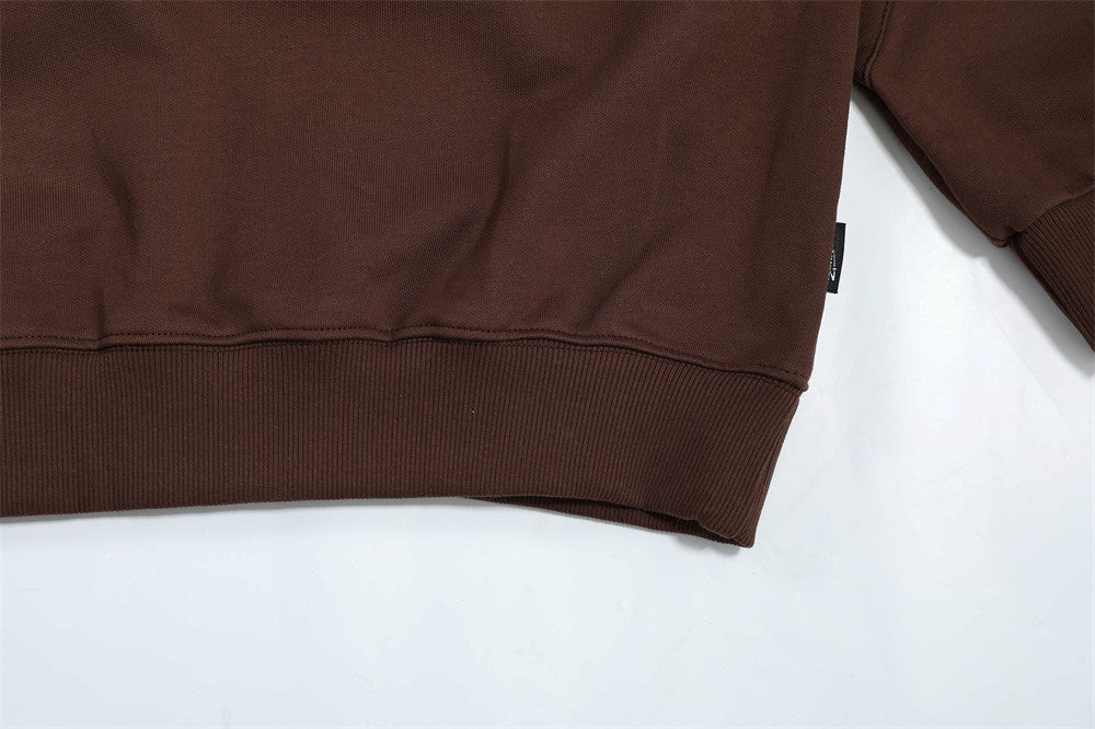 Ribbon Color Matching Three Bars Sports Round Neck Sweater Men's Long Sleeve