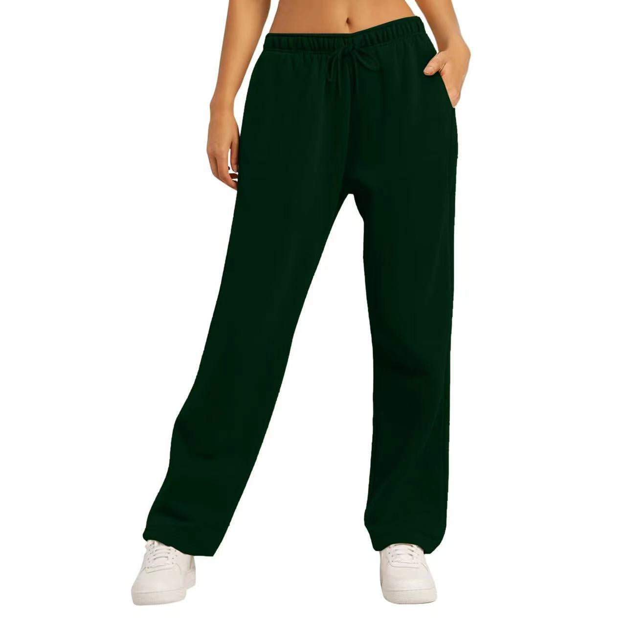 Same Style Solid Color Casual Loose Fleece-lined Trousers