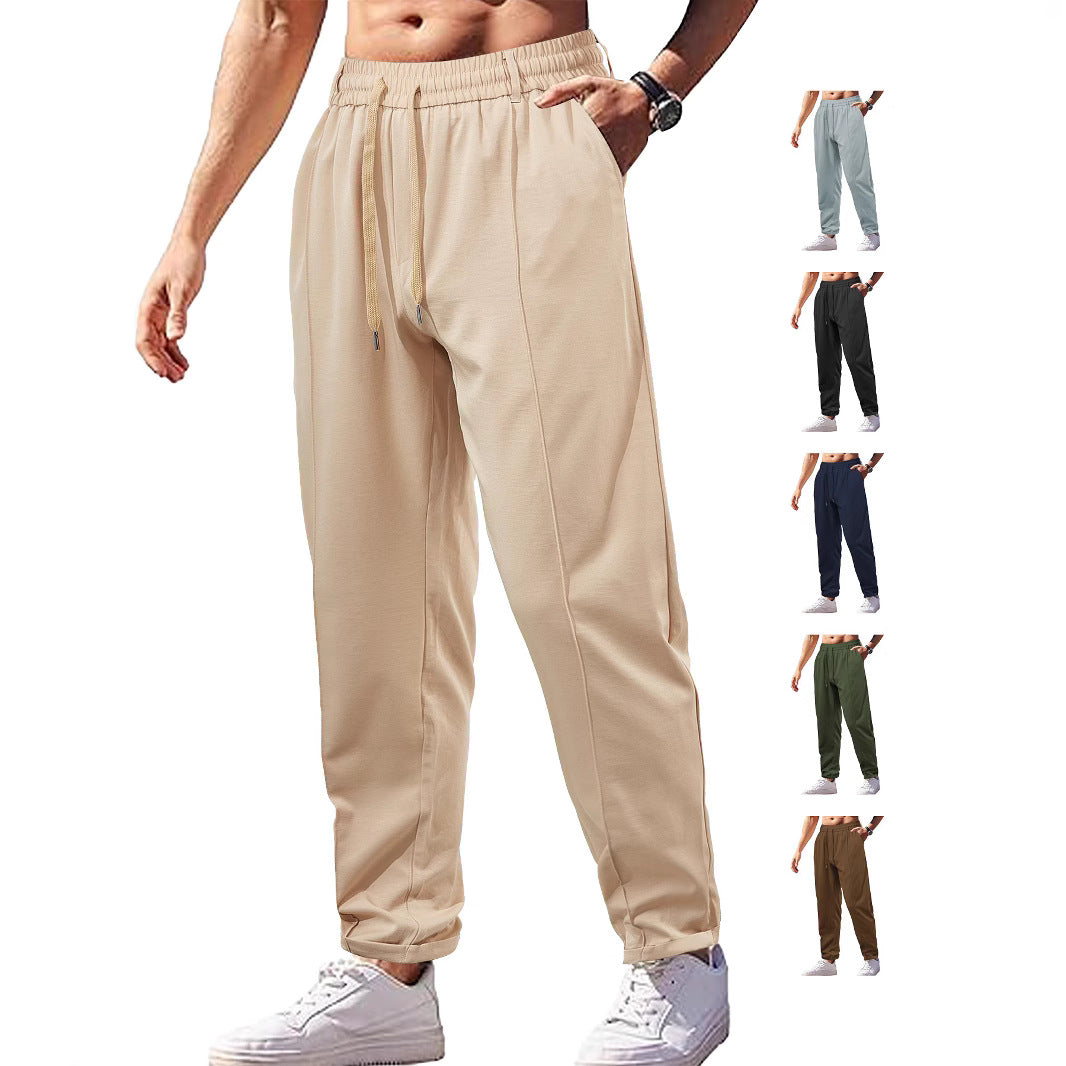 Loose, Breathable High-waist Drawstring Cotton-like Twill Woven Men's Casual Pants