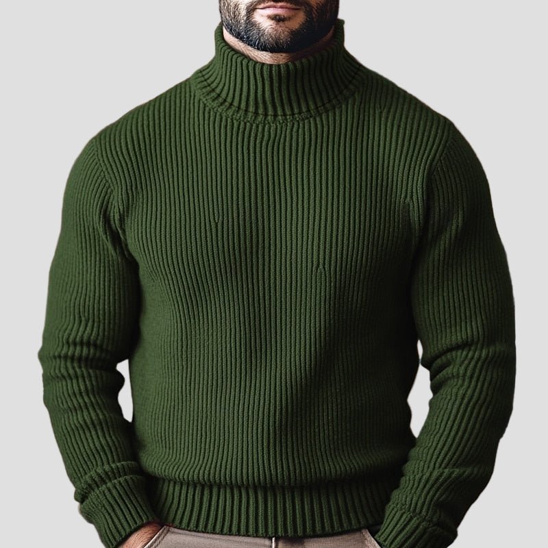 Knitted High-neck Long-sleeve Zip-up Sweater