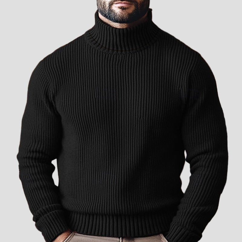 Knitted High-neck Long-sleeve Zip-up Sweater