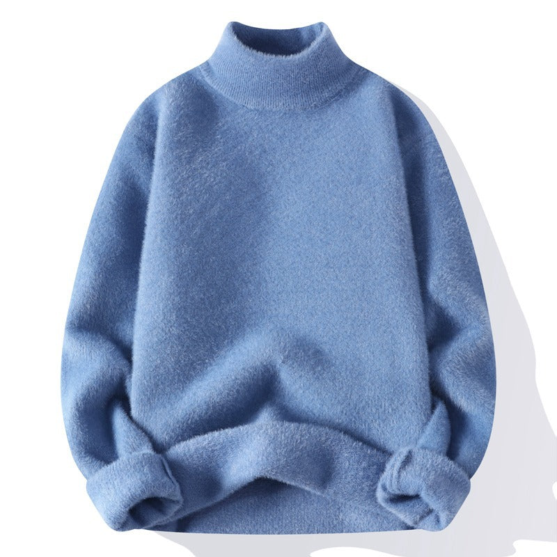 Men's Half Turtleneck Sweater Winter Solid Color Warm